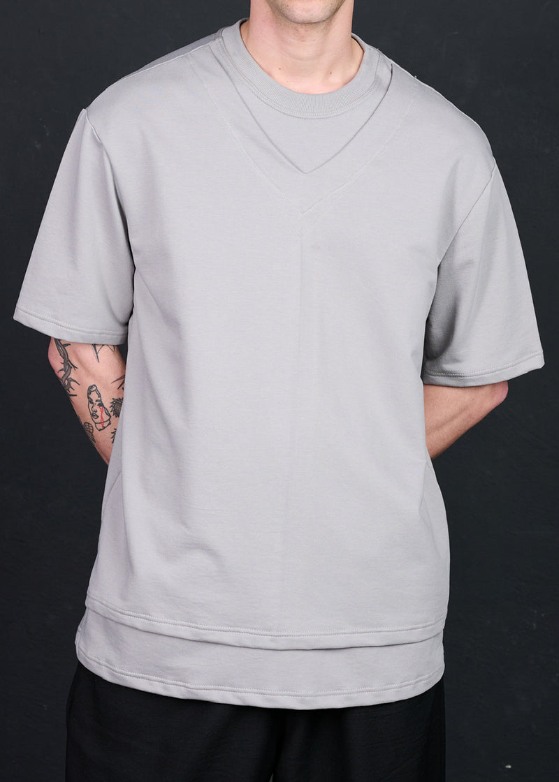 Ανδρική κοντομάνικη μπλούζα Tony couper - TO25/11 - double V oversized fit t-shirt γκρι