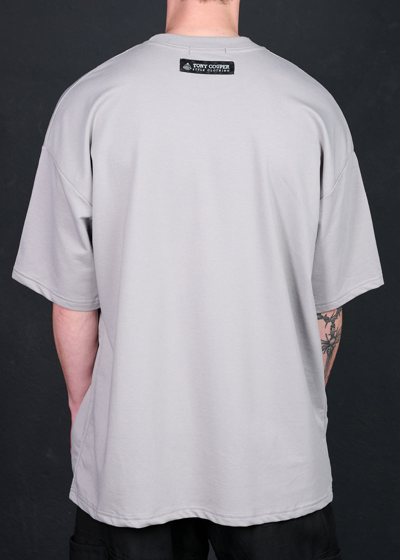 Ανδρική κοντομάνικη μπλούζα Tony couper - TO25/11 - double V oversized fit t-shirt γκρι