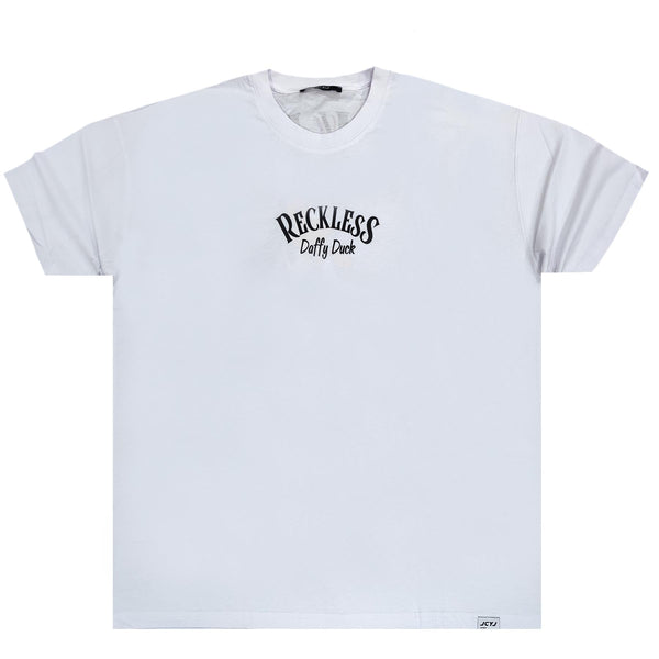Ανδρική κοντομάνικη μπλούζα Jcyj - TRM107 - reckless logo overized fit λευκό