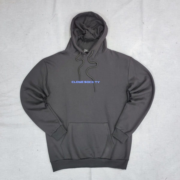 Close society - W23-950 - simple blue logo hoodie - black