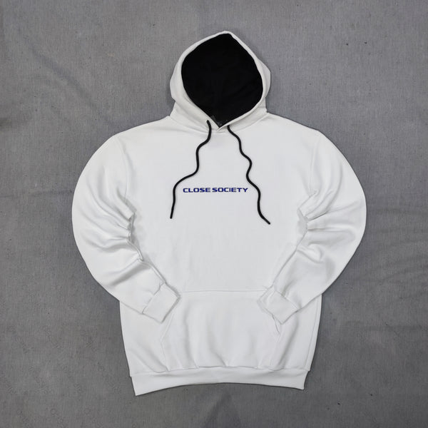 Close society - W23-950 - simple blue logo hoodie - white