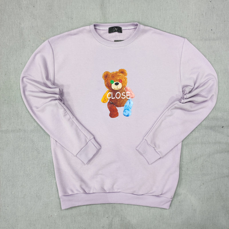 Close society - W23-869 - bear logo sweatshirt - lilac