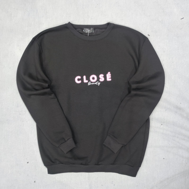 Close society - W23-865 - neon logo sweatshirt - black