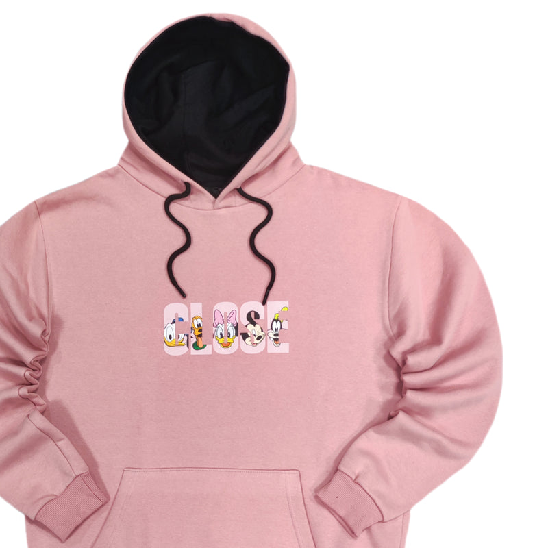 Close society - W23-960 - d. characters logo hoodie - pink