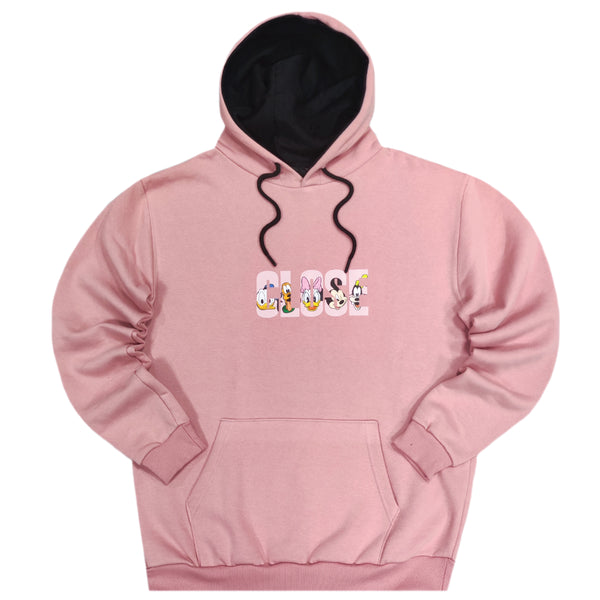 Close society - W23-960 - d. characters logo hoodie - pink