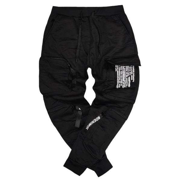 Gang - QS9909-1 - techwear cargo sweatpants - black