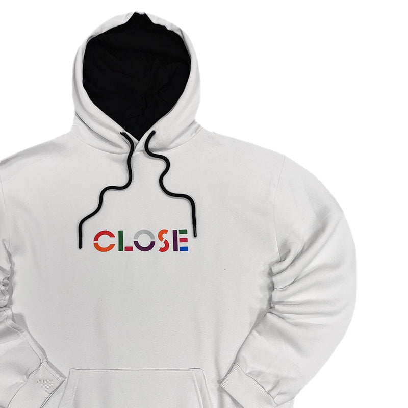 Close society - W23-965 - colorful logo hoodie - white