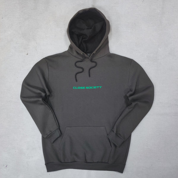 Close society - W23-950 - simple green logo hoodie - grey