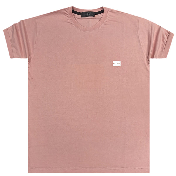 Ανδρική κοντομάνικη μπλούζα Close society - S24-220 - plastic logo ροζ