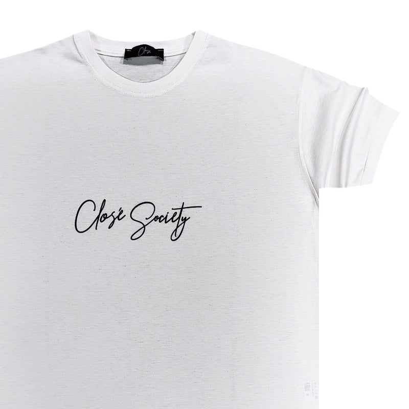 Ανδρική κοντομάνικη μπλούζα Close society - S24-218 - calligraphy tee λευκό