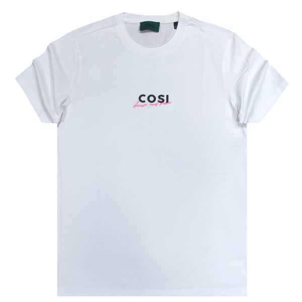 Cosi jeans - 63-S24-14 - pink logo tee - white