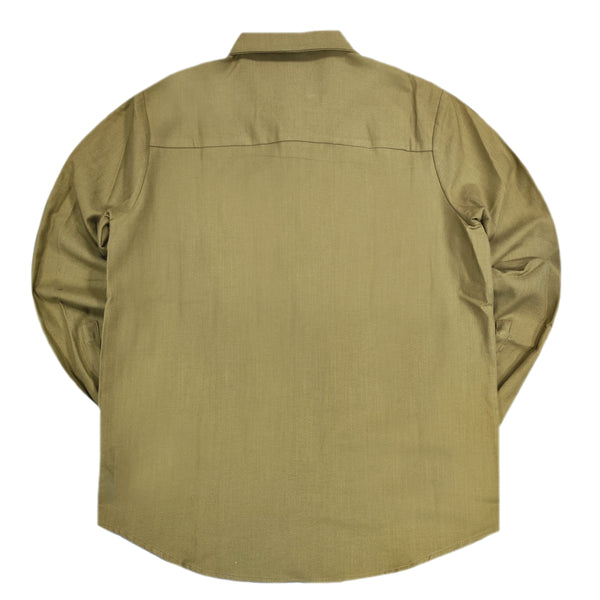 Ανδρικό πουκάμισο ζακέτα Vinyl art clothing - 33520-04 - essential overshirt χακί