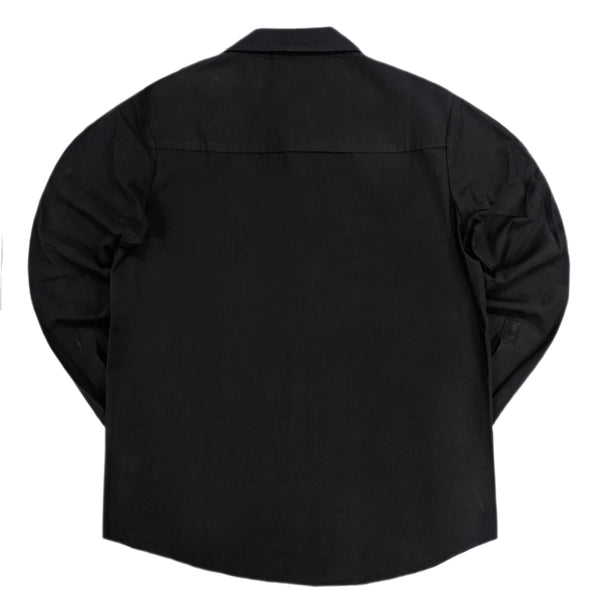 Ανδρικό πουκάμισο ζακέτα Vinyl art clothing - 23520-01 - essential overshirt μαύρο