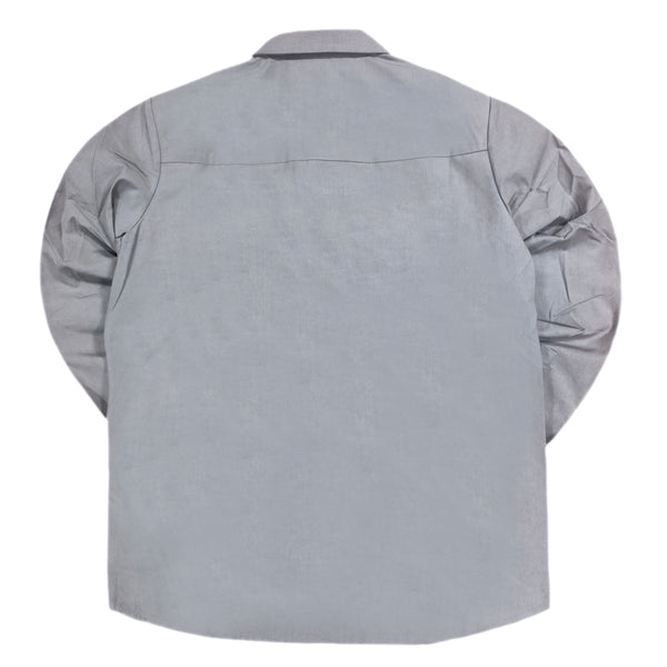 Ανδρικό πουκάμισο ζακέτα Vinyl art clothing - 23520-09 - essential overshirt γκρι