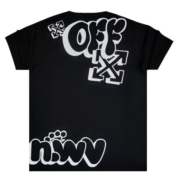 Ανδρική κοντομάνικη μπλούζα New wave clothing - 241-15 - off logo μαύρο