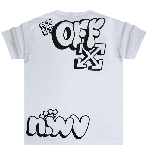 Ανδρική κοντομάνικη μπλούζα New wave clothing - 241-15 - off logo λευκό
