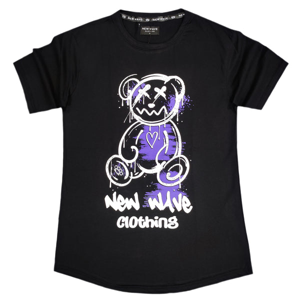 Ανδρική κοντομάνικη μπλούζα New wave clothing - 241-11 - teddy bear logo μαύρο