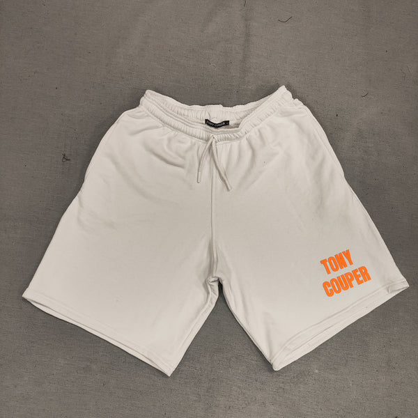 Tony couper - V23/102 - orange logo shorts - white