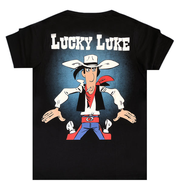 Ανδρική κοντομάνικη μπλούζα New wave clothing - 241-27 - lucky luke logo μαύρο