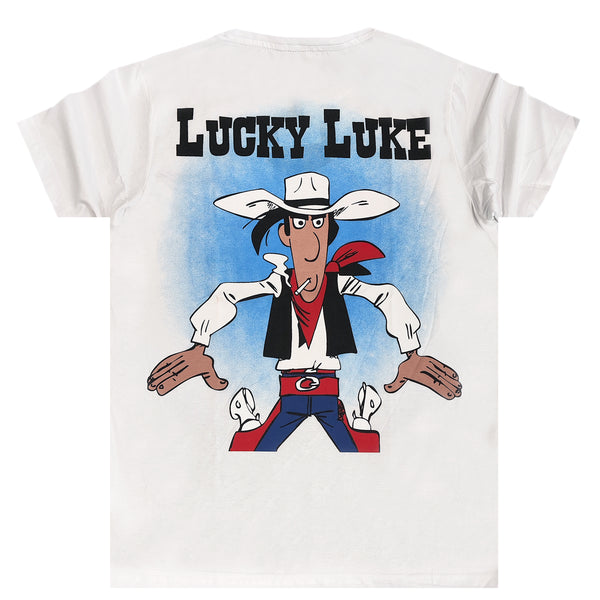 Ανδρική κοντομάνικη μπλούζα New wave clothing - 241-27 - lucky luke logo λευκό