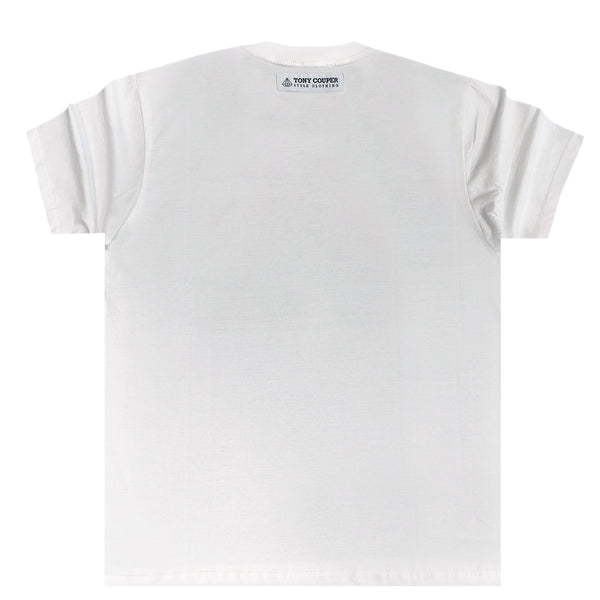 Ανδρική κοντομάνικη μπλούζα Tony couper  - T24/45 - white cube logo tee λευκό