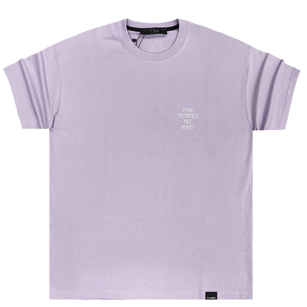 Κοντομάνικη μπλούζα Close society - S24-217 - make memories logo OVERSIZED fit tee λιλά