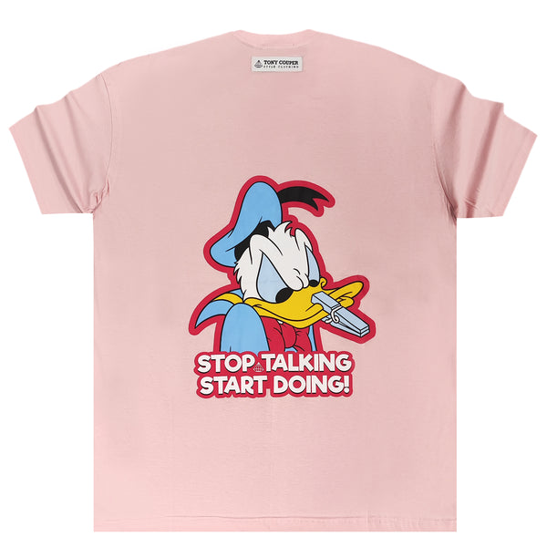Κοντομάνικη μπλούζα Tony couper  - T24/10 - stop talking logo ροζ