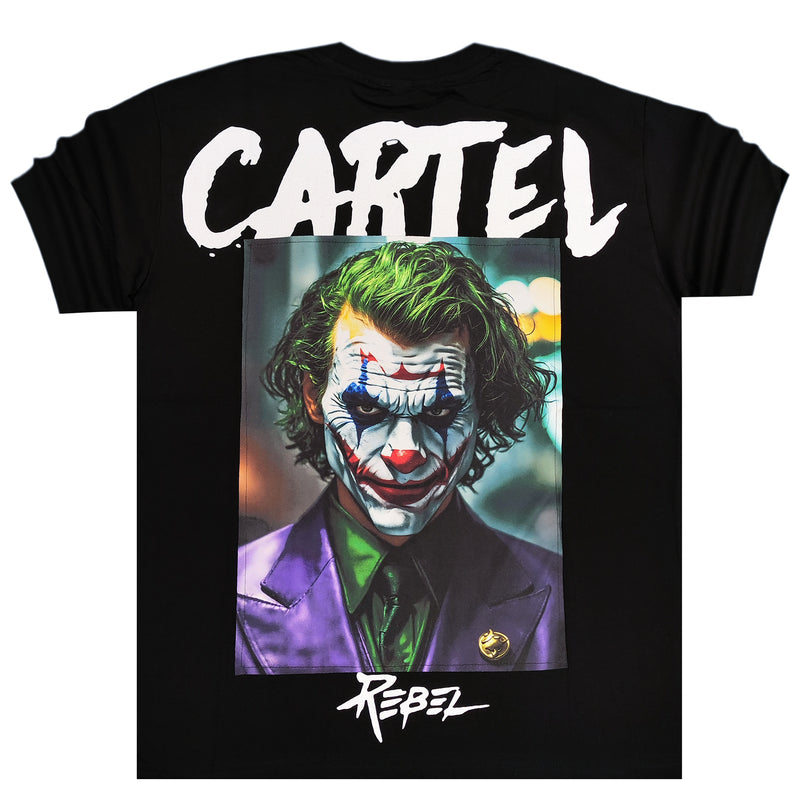 Ανδρική κοντομάνικη μπλούζα GANG - Z-1070 - Oversized fit cartel joker logo μαύρο