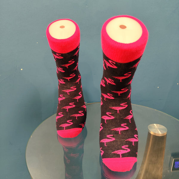 Μακριές Κάλτσες V-tex socks - SOCKS-FLAMINGO - fuchsia flamingos μαύρο