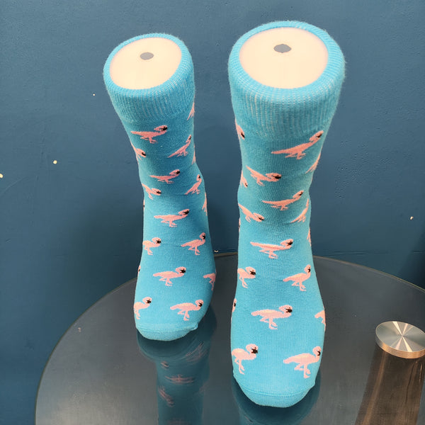 Μακριές Κάλτσες V-tex socks - SOCKS-FLAMINGO - pink flamingos γαλάζιο