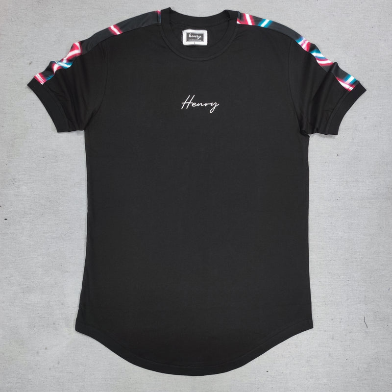 Henry clothing - 3-210 - neon tape tee - black