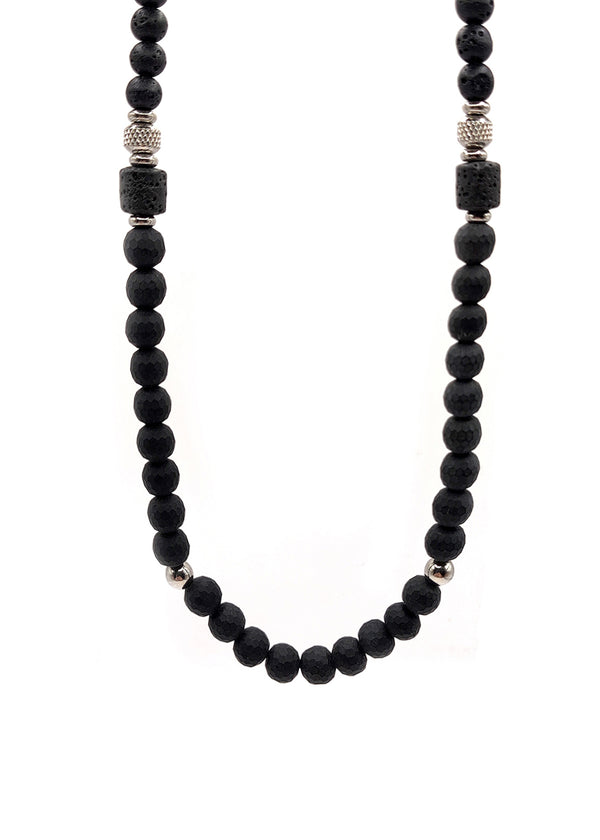 Αλυσίδα από πέτρες λάβας GUF - GCK017 - bead necklace μαύρο