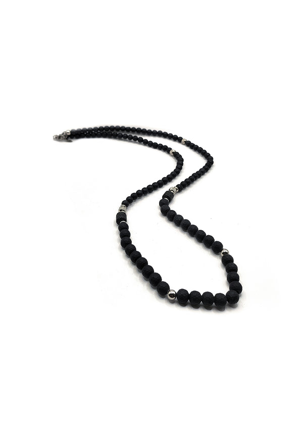 Αλυσίδα από πέτρες λάβας Gang - GCK017 - bead necklace μαύρο