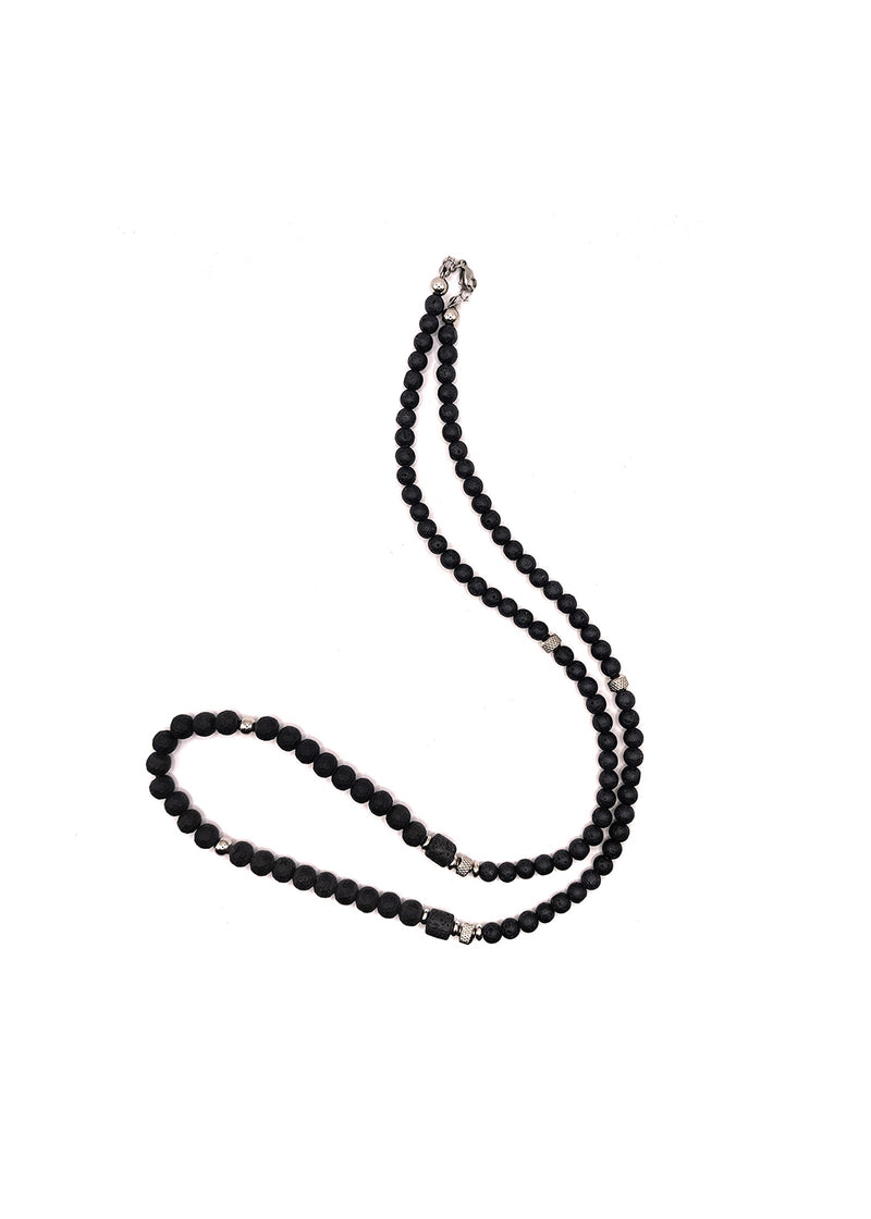 Αλυσίδα από πέτρες λάβας Gang - GCK017 - bead necklace μαύρο