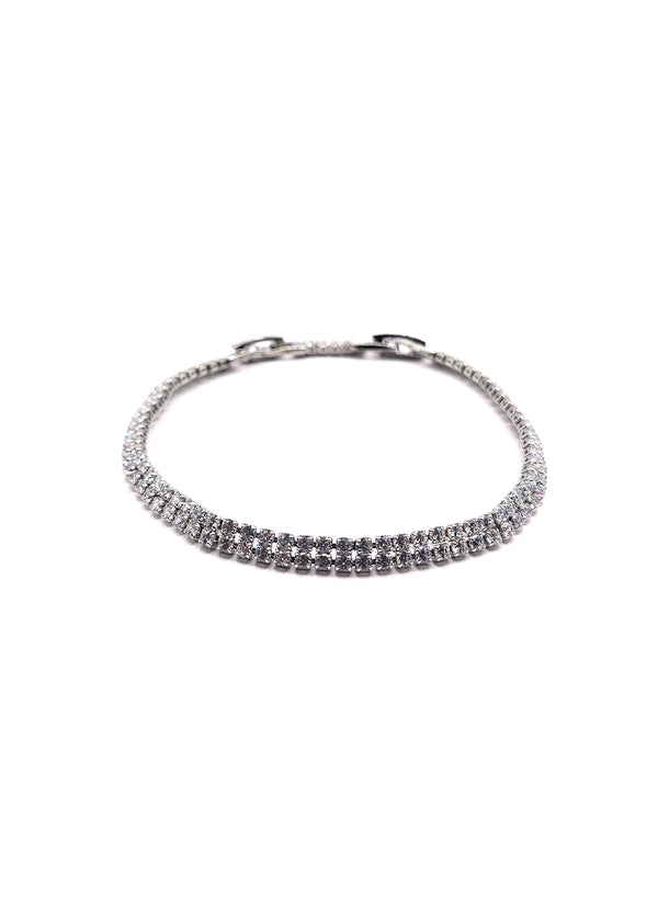 Βραχιόλι από ανοξείδωτο ατσάλι GUF - GCK024 - double gem stainless steel bracelet ασημένιο