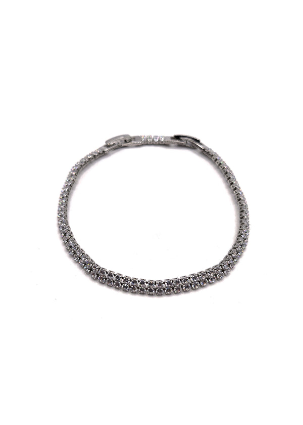 Βραχιόλι από ανοξείδωτο ατσάλι GUF - GCK024 - double gem stainless steel bracelet ασημένιο