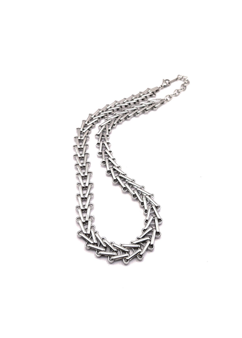 Αλυσίδα από ανοξείδωτο ατσάλι Gang - GCK015 - trinalge interlock necklace chain ασημένιο