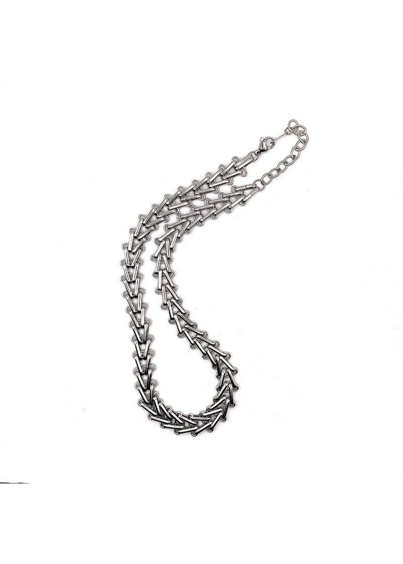 Αλυσίδα από ανοξείδωτο ατσάλι Gang - GCK015 - trinalge interlock necklace chain ασημένιο