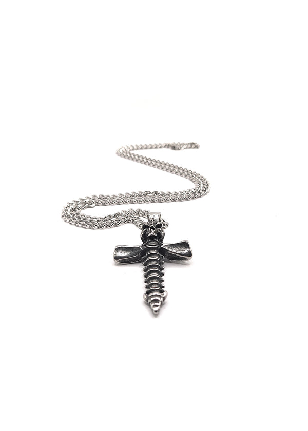 Αλυσίδα από ανοξείδωτο ατσάλι GUF - GCK016 - skull cross chain ασημένιο