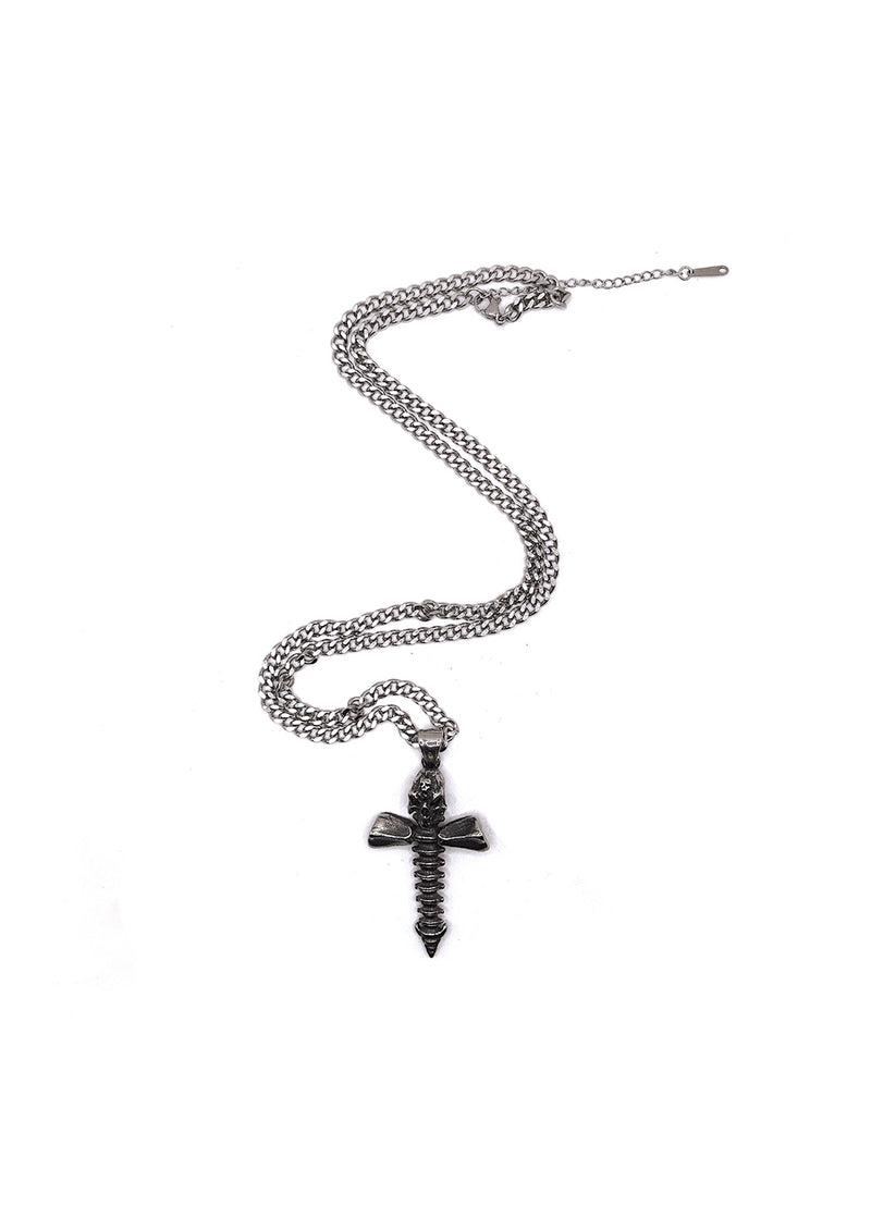 Αλυσίδα από ανοξείδωτο ατσάλι Gang - GCK016 - skull cross chain ασημένιο