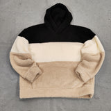 Ανδρικό φούτερ προβατάκι με κουκούλα Gang - 3212 - sherpa fleece hoodie reverse multicolor μαύρο