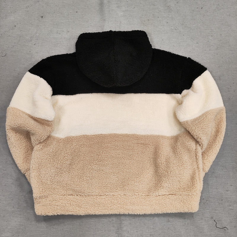 Ανδρικό φούτερ προβατάκι με κουκούλα Gang - 3212 - sherpa fleece hoodie reverse multicolor μαύρο