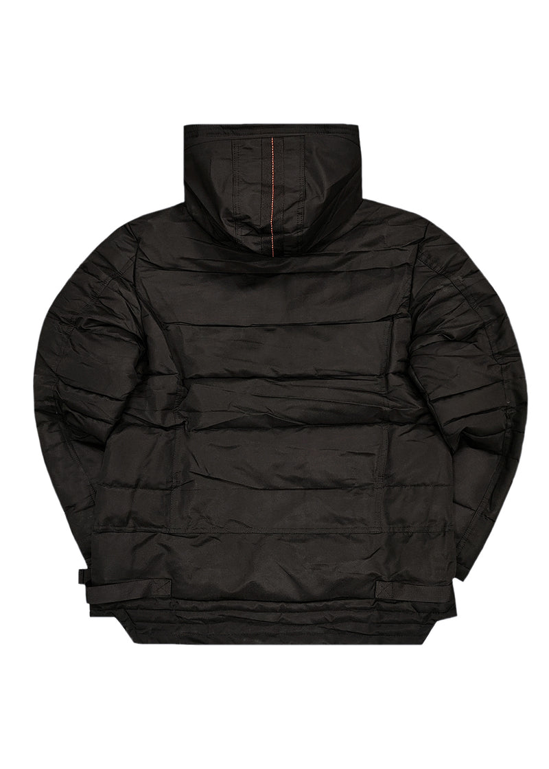 Ανδρικό μπουφάν με κουκούλα GUF - 22068 - hooded puffer μαύρο