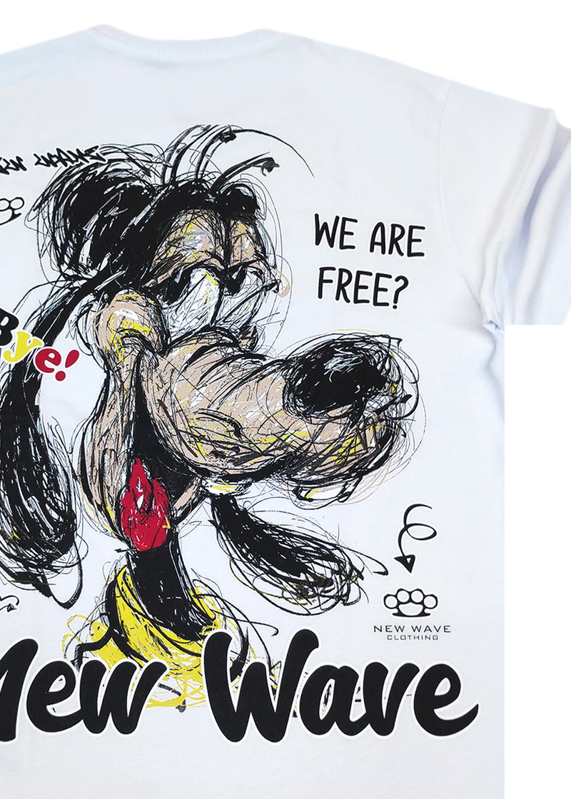 Ανδρική κοντομάνικη μπλούζα New wave clothing - 251-12 - we are free logo λευκό