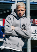 TWO BROTHERS Ανδρική ζακέτα φούτερ με κουκούλα  basic logo zip-up  - Ice BF-26910