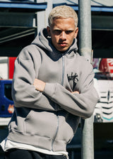 TWO BROTHERS Ανδρική ζακέτα φούτερ με κουκούλα  basic logo zip-up  - Ice BF-26910