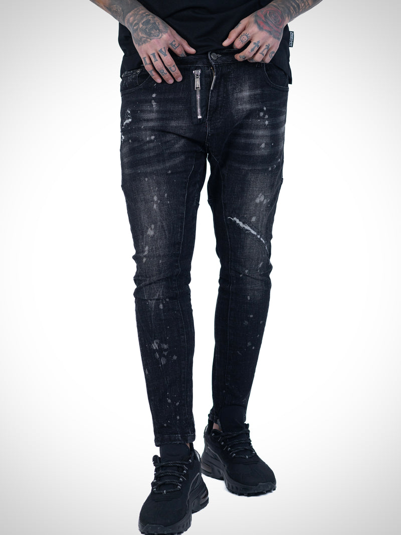 Ανδρικό jean παντελόνι Scapegrace - SCTJ00176 - zipper denim jeans μαύρο