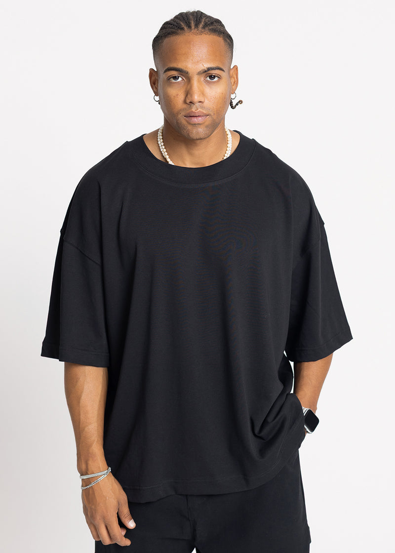 Ανδρική κοντομάνικη μπλούζα DEVOTED-55041B-black oversized Devoted Multi Logo Back