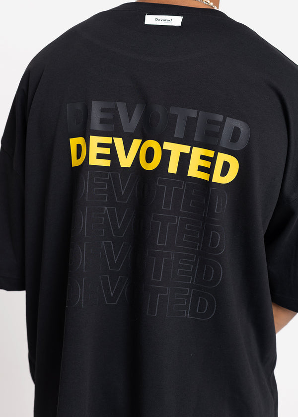 Ανδρική κοντομάνικη μπλούζα DEVOTED-55041B-black oversized Devoted Multi Logo Back