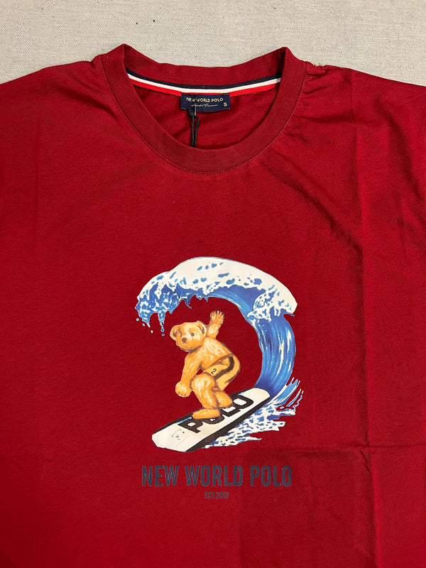 New World Polo - POLO-2023 - surf bear t-shirt - red